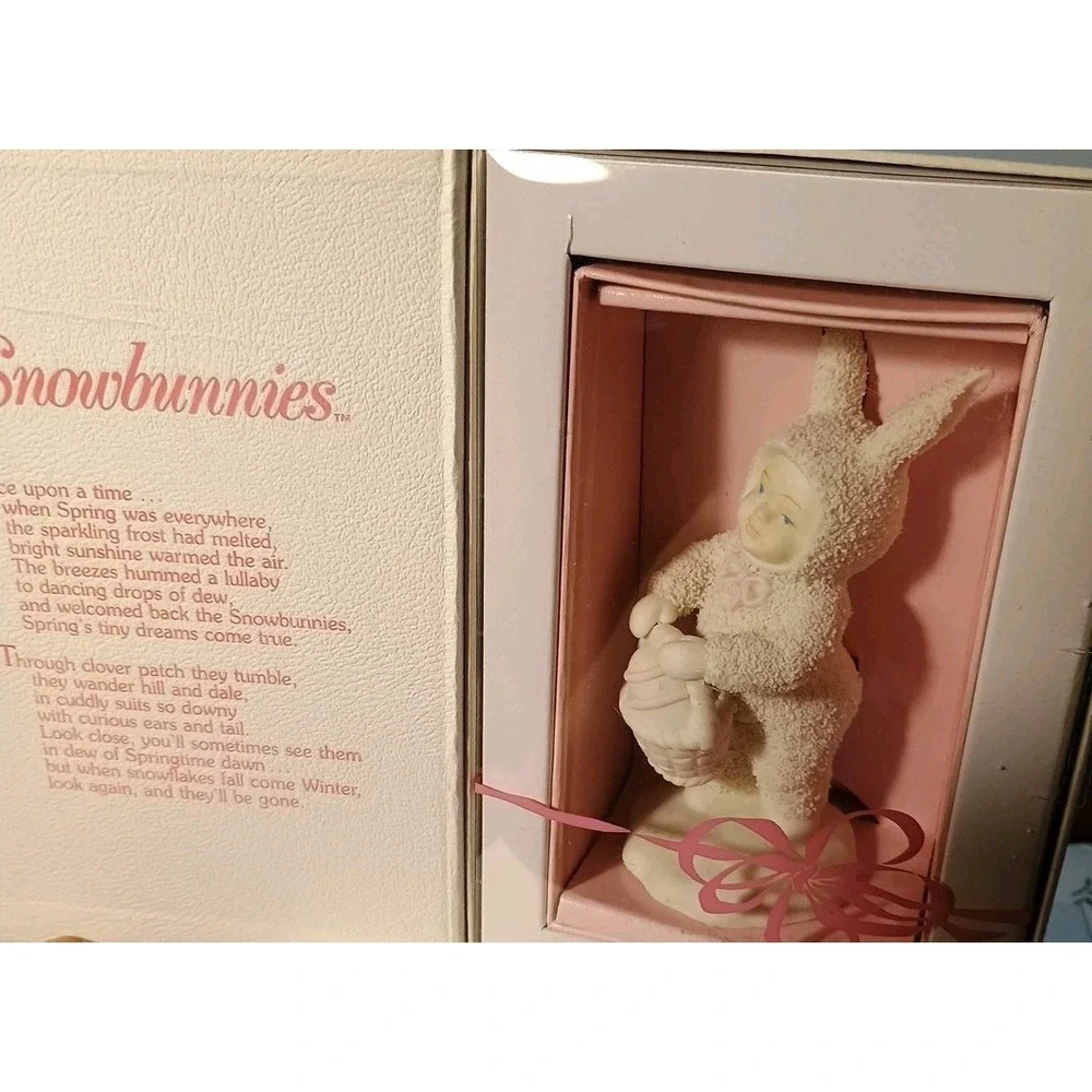 Dept. 56 Springtime Stories of the Snowbunnies "A Tisket, A Tasket" Decor - Picture 4 of 4